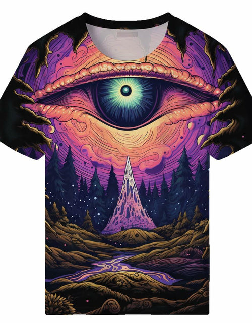 Load image into Gallery viewer, Girren Men's Psychedelic Eyes Graphic T-Shirt Black 2XL Size 2XL
