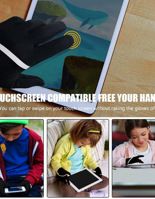 Load image into Gallery viewer, VigorGlove Kids Running Thermal Fleece Touch Screen Gloves Black Size S
