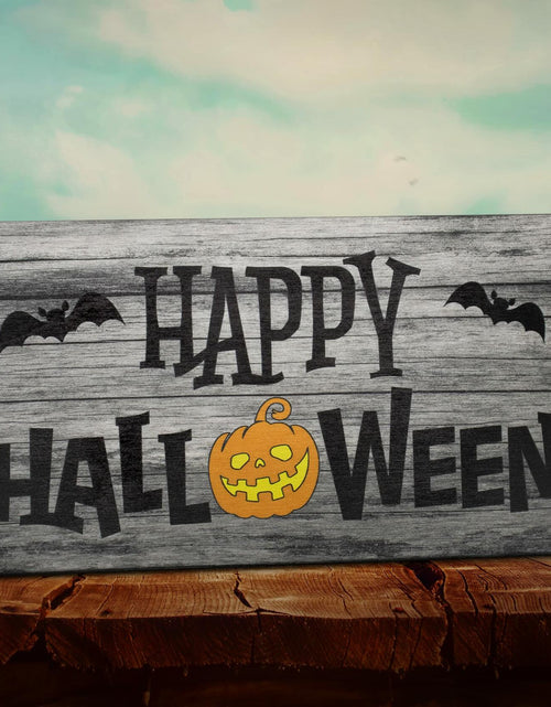 Load image into Gallery viewer, JennyGems Halloween Wooden Sign Indoor Decor Bats Pumpkin Made in USA
