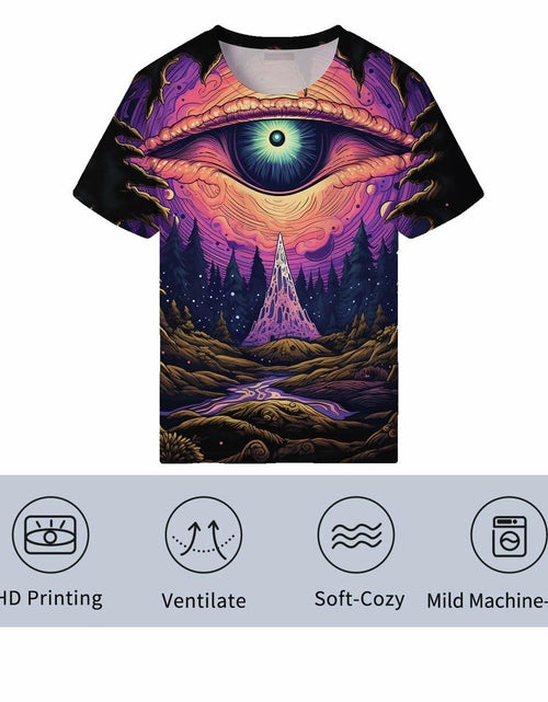 Load image into Gallery viewer, Girren Men's Psychedelic Eyes Graphic T-Shirt Black 2XL Size 2XL
