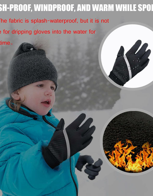 Load image into Gallery viewer, VigorGlove Kids Running Thermal Fleece Touch Screen Gloves Black Size S
