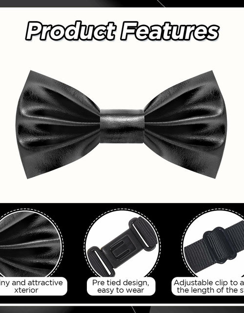 Load image into Gallery viewer, Neptniopllab Boys Metallic Leather Bow Tie Adjustable Black Size 4-12
