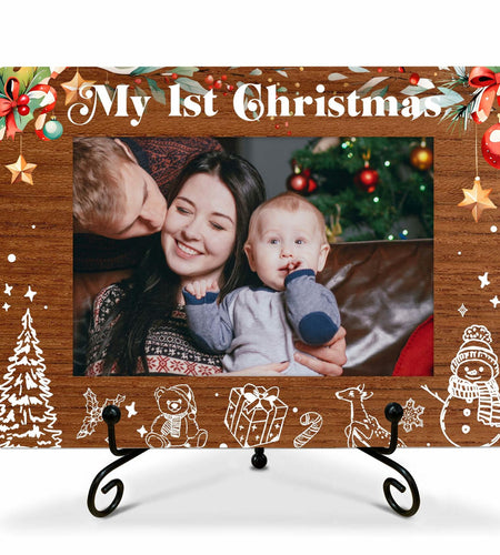 SSQBZU New Born Baby 'My 1st Christmas' Photo Frame 4x6 White