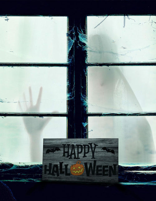 Load image into Gallery viewer, JennyGems Halloween Wooden Sign Indoor Decor Bats Pumpkin Made in USA
