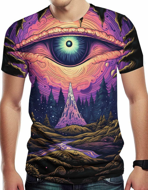 Load image into Gallery viewer, Girren Men's Psychedelic Eyes Graphic T-Shirt Black 2XL Size 2XL
