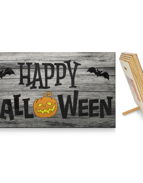 Load image into Gallery viewer, JennyGems Halloween Wooden Sign Indoor Decor Bats Pumpkin Made in USA

