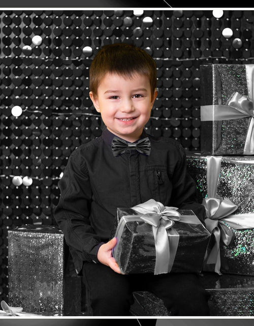 Load image into Gallery viewer, Neptniopllab Boys Metallic Leather Bow Tie Adjustable Black Size 4-12
