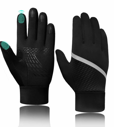 VigorGlove Kids Running Thermal Fleece Touch Screen Gloves Black Size S