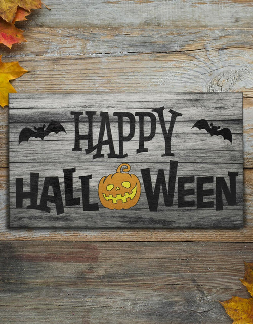 Load image into Gallery viewer, JennyGems Halloween Wooden Sign Indoor Decor Bats Pumpkin Made in USA
