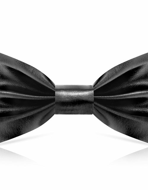 Load image into Gallery viewer, Neptniopllab Boys Metallic Leather Bow Tie Adjustable Black Size 4-12
