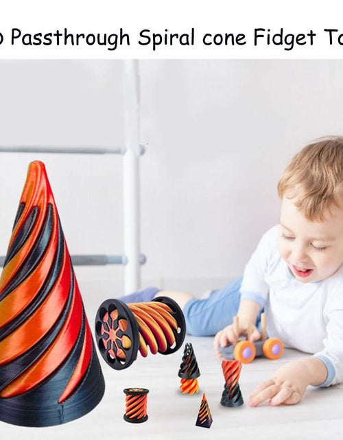 Load image into Gallery viewer, Spiral Fidget Toy Impossible Pyramid Passthrough Sculpture Red-Gold 3D Printed
