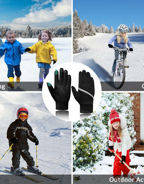 Load image into Gallery viewer, VigorGlove Kids Running Thermal Fleece Touch Screen Gloves Black Size S
