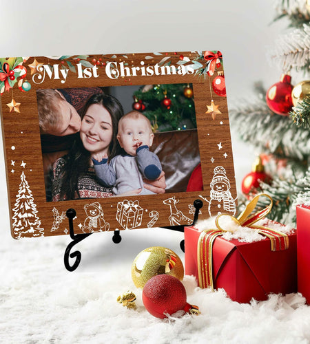 SSQBZU New Born Baby 'My 1st Christmas' Photo Frame 4x6 White