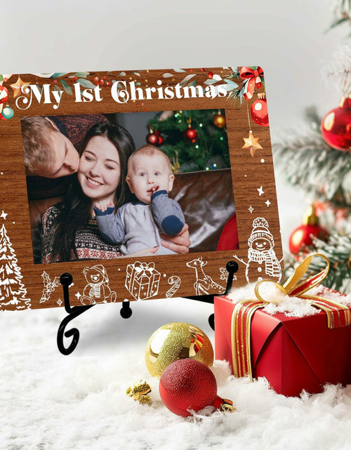 Load image into Gallery viewer, SSQBZU New Born Baby 'My 1st Christmas' Photo Frame 4x6 White
