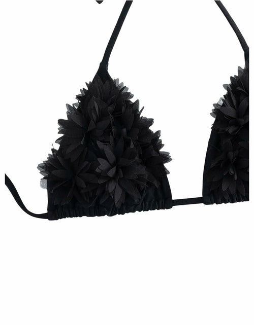 Load image into Gallery viewer, OYOANGLE Women's 3-Piece Halter Triangle Bikini Swimsuit Mesh Skirt Black M
