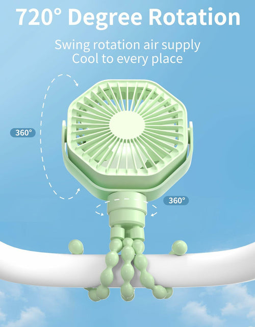 Load image into Gallery viewer, Lerat Portable Stroller Fan 3-Speed Rechargeable Clip-On Green
