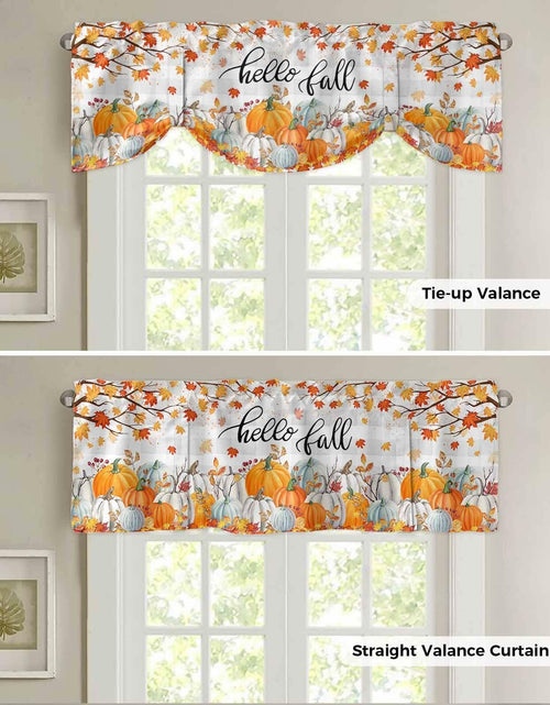 Load image into Gallery viewer, RisQiten Hello Fall Tie Up Valance Curtains Orange 54x18
