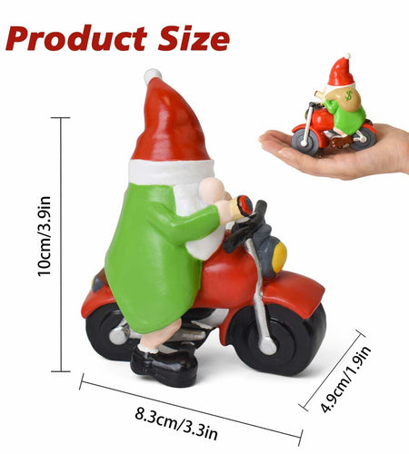 NANAOUS Biker Gnomes Motorcycle Statue 3.9in Funny Garden Decor Resin Figurine