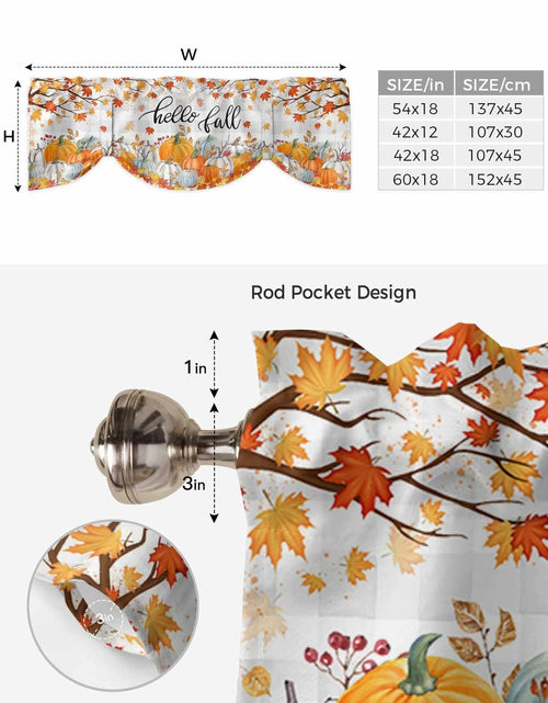 Load image into Gallery viewer, RisQiten Hello Fall Tie Up Valance Curtains Orange 54x18
