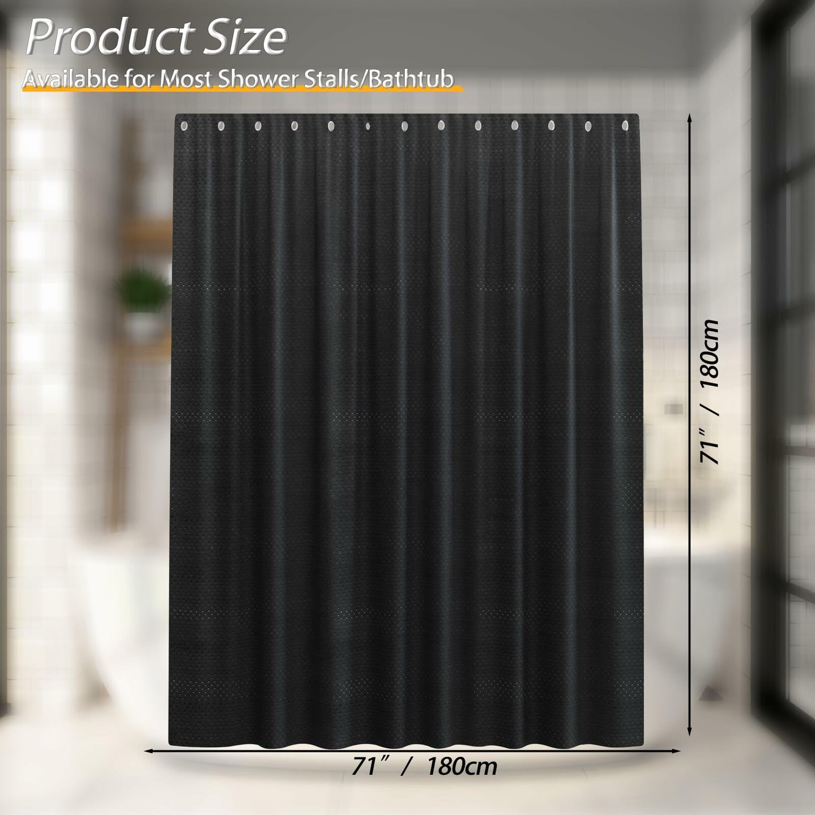 SPEPLA Shower Curtain Liner 71x71 White Waterproof Washable with Hooks