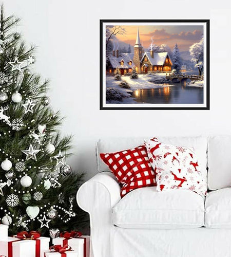 Rousp Christmas Diamond Painting Kit Winter Village 16x20 inch