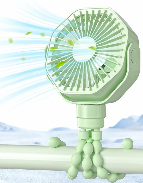 Load image into Gallery viewer, Lerat Portable Stroller Fan 3-Speed Rechargeable Clip-On Green
