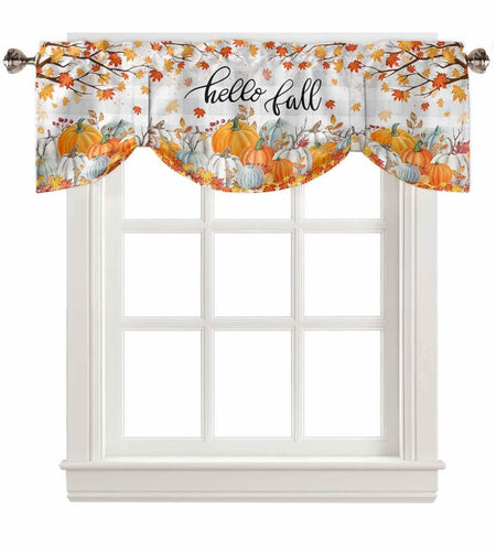 RisQiten Hello Fall Tie Up Valance Curtains Orange 54x18