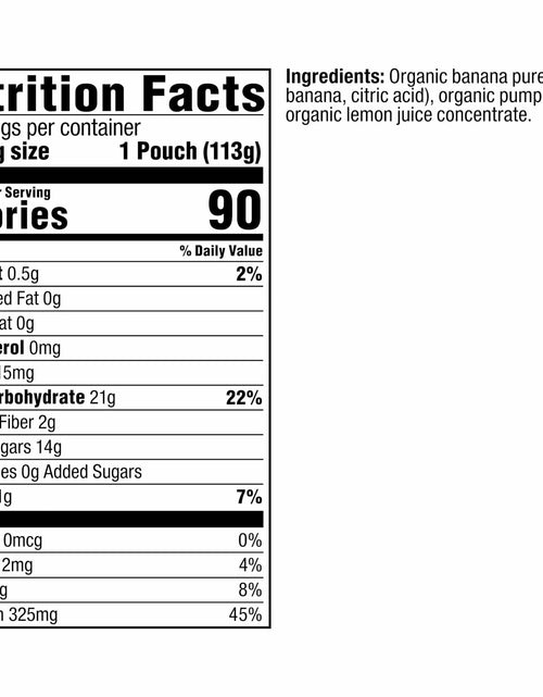 Load image into Gallery viewer, BestBy01/25 Stage 2 Organic Baby Food Banana and Pumpkin 4 oz Pouch Pack of 4
