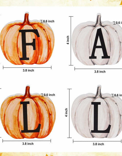 Load image into Gallery viewer, Popest 4 PCS Fall Pumpkin Decor Wood Sign Block Set White Farmhouse
