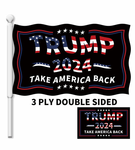 Trump 2024 Flag 3x5 Double Sided 3 Ply UV Resistant Black Brass Grommets
