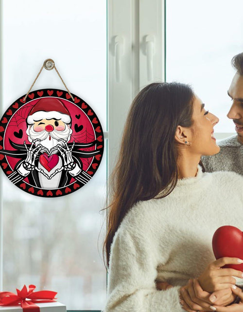 Load image into Gallery viewer, Bolisom Valentines Day Wood Door Sign Red Black Hearts Outdoor Porch Decor
