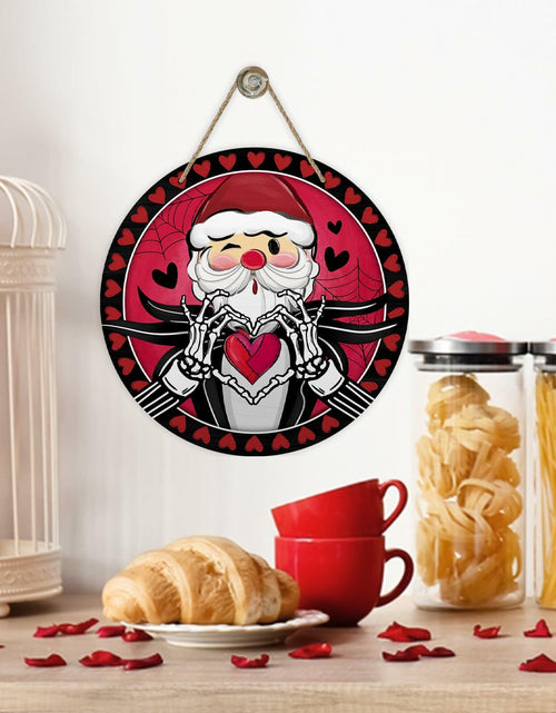 Load image into Gallery viewer, Bolisom Valentines Day Wood Door Sign Red Black Hearts Outdoor Porch Decor
