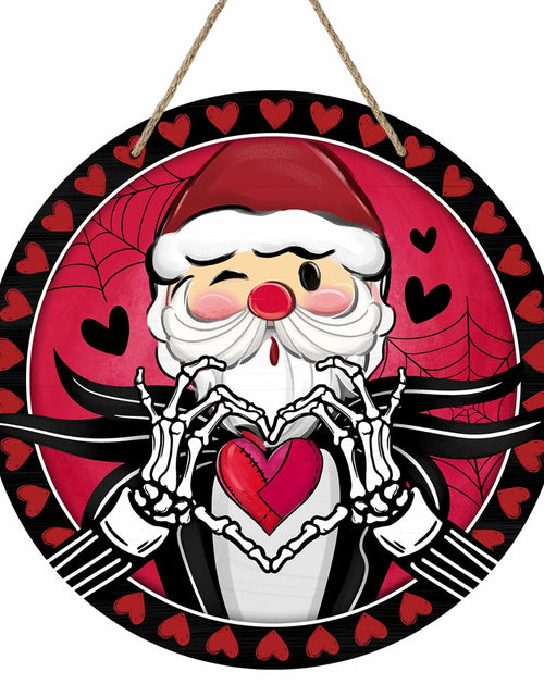 Load image into Gallery viewer, Bolisom Valentines Day Wood Door Sign Red Black Hearts Outdoor Porch Decor

