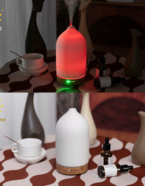 Load image into Gallery viewer, Ceramic Ultrasonic Oil Diffuser Wood Grain Black 100ML USB Adapter 7-Color LED
