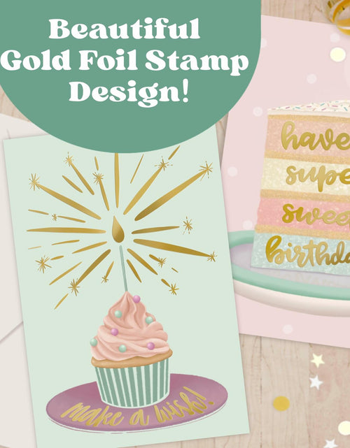 Load image into Gallery viewer, Birthday Cards Assortment Women Gold Foil 4x6 Envelopes 24 Pack
