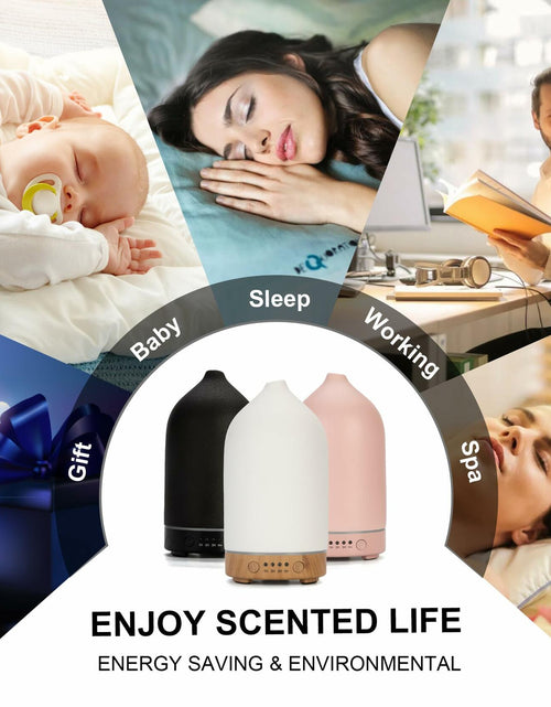 Load image into Gallery viewer, Ceramic Ultrasonic Oil Diffuser Wood Grain Black 100ML USB Adapter 7-Color LED
