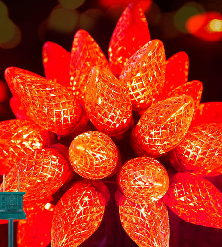 Brightown C9 LED Christmas String Lights 33ft 50 LED Red Waterproof Green Wire