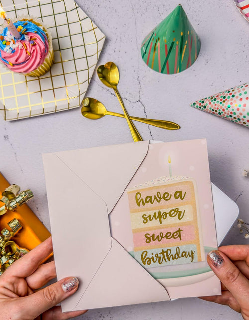 Load image into Gallery viewer, Birthday Cards Assortment Women Gold Foil 4x6 Envelopes 24 Pack
