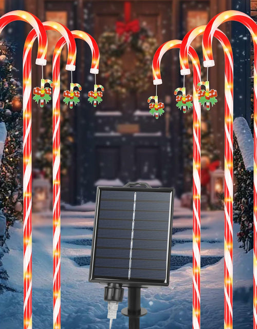 Load image into Gallery viewer, Qoosea Solar Christmas Lights 6 Pack Waterproof Candy Cane 78 LED Warm White
