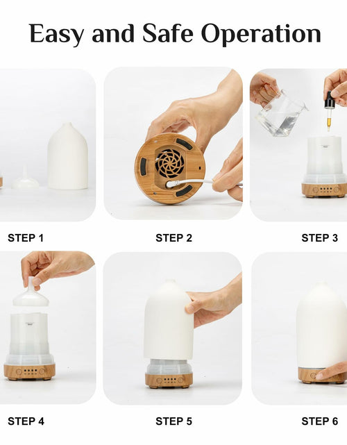 Load image into Gallery viewer, Ceramic Ultrasonic Oil Diffuser Wood Grain Black 100ML USB Adapter 7-Color LED
