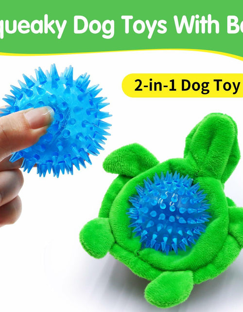 Load image into Gallery viewer, Aqezd Turtle Dog Squeaky Toy 2-in-1 Plush Rubber Core Small Breed
