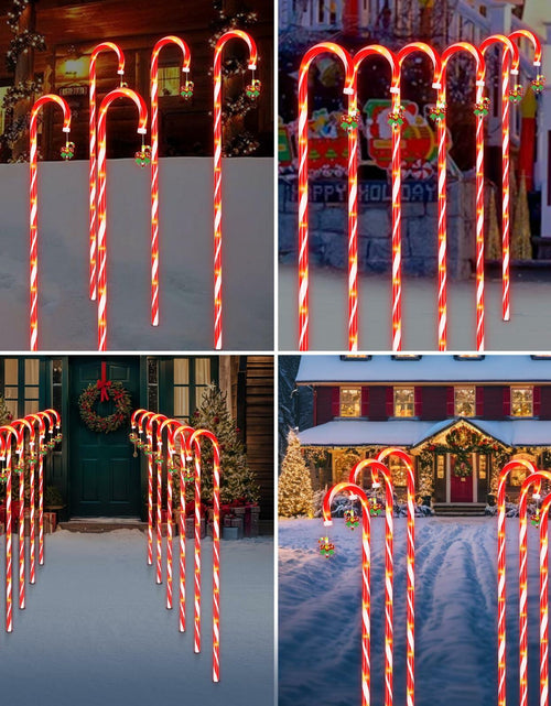 Load image into Gallery viewer, Qoosea Solar Christmas Lights 6 Pack Waterproof Candy Cane 78 LED Warm White
