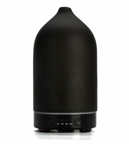 Ceramic Ultrasonic Oil Diffuser Wood Grain Black 100ML USB Adapter 7-Color LED