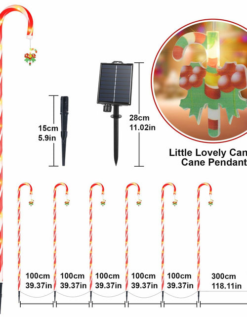 Load image into Gallery viewer, Qoosea Solar Christmas Lights 6 Pack Waterproof Candy Cane 78 LED Warm White
