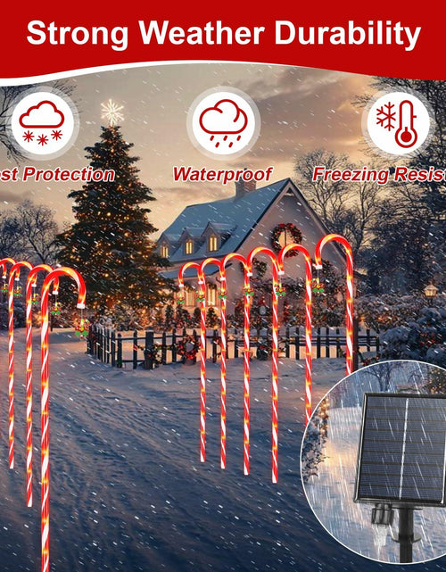 Load image into Gallery viewer, Qoosea Solar Christmas Lights 6 Pack Waterproof Candy Cane 78 LED Warm White
