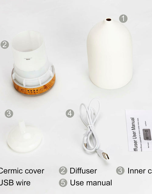 Load image into Gallery viewer, Ceramic Ultrasonic Oil Diffuser Wood Grain Black 100ML USB Adapter 7-Color LED

