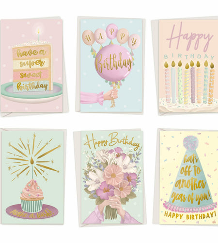 Birthday Cards Assortment Women Gold Foil 4x6 Envelopes 24 Pack