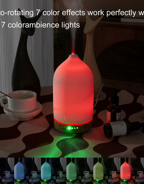 Load image into Gallery viewer, Ceramic Ultrasonic Oil Diffuser Wood Grain Black 100ML USB Adapter 7-Color LED
