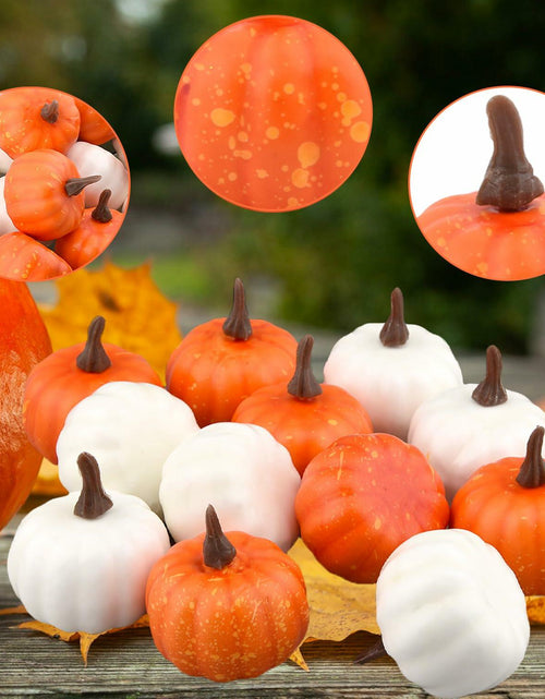 Load image into Gallery viewer, Reicyfang 24 Pcs Mini Artificial Pumpkin Decor Rustic Harvest Orange Set
