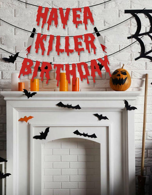 Load image into Gallery viewer, Quimoy Halloween Banner Decorations with 12 Pcs Bat Wall Stickers Party Decor
